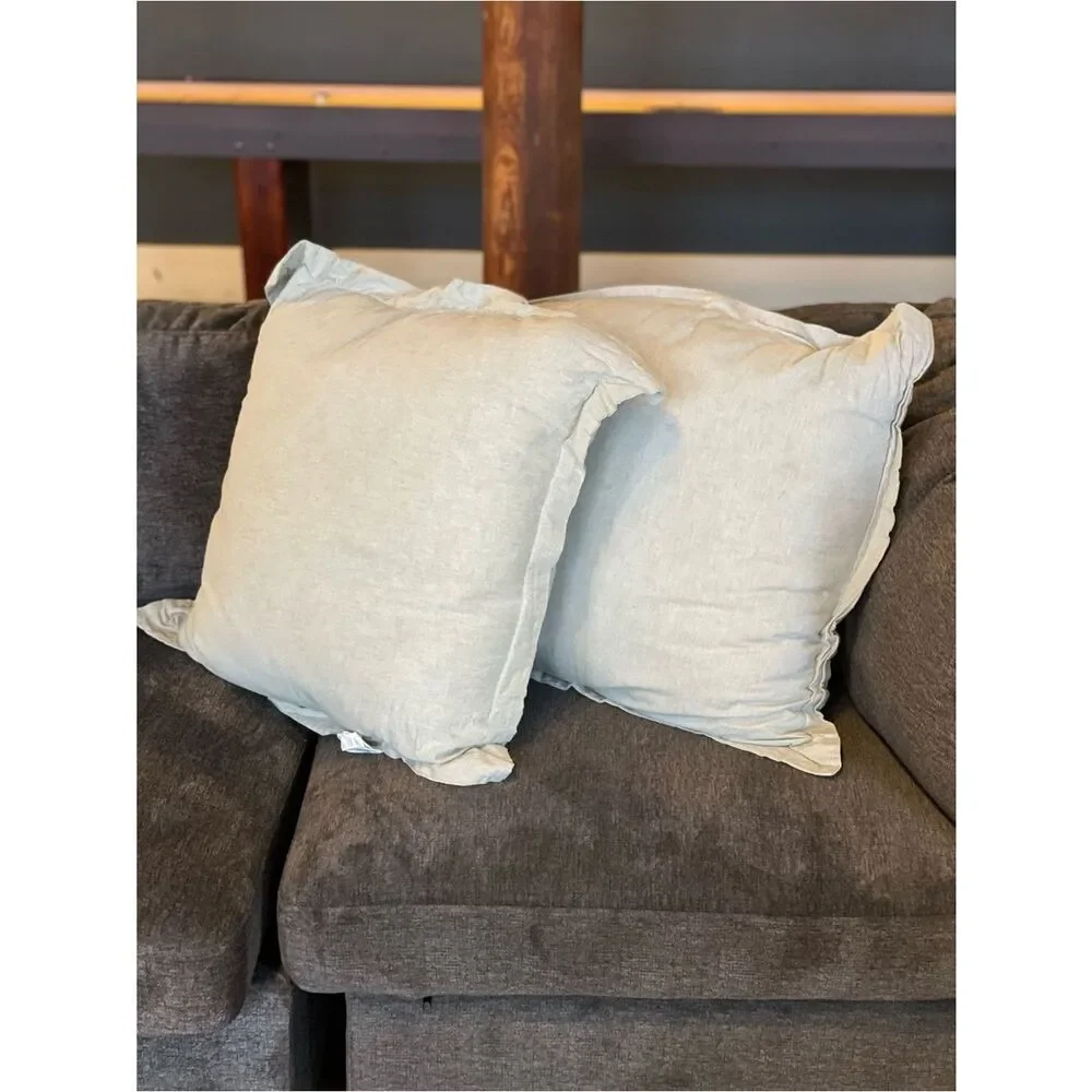 Threshold Light Green Chambray Euro Decorative Linen Throw Pillows - Set of 2